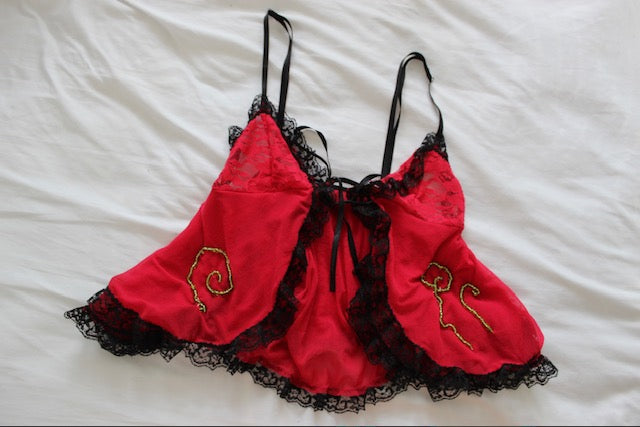 Red Vintage Lingerie Top