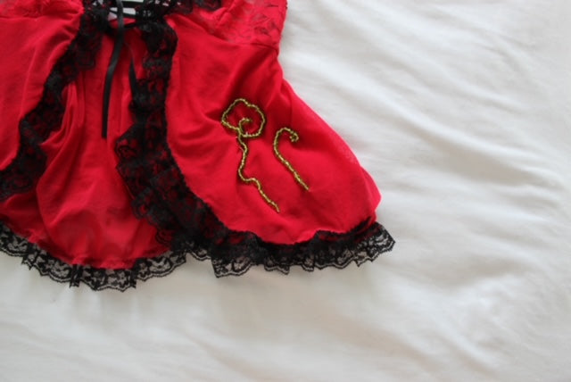 Red Vintage Lingerie Top