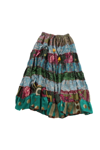 Vintage Mixed Print Maxi Skirt