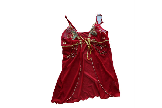 Red Vintage Floral Lingerie Top